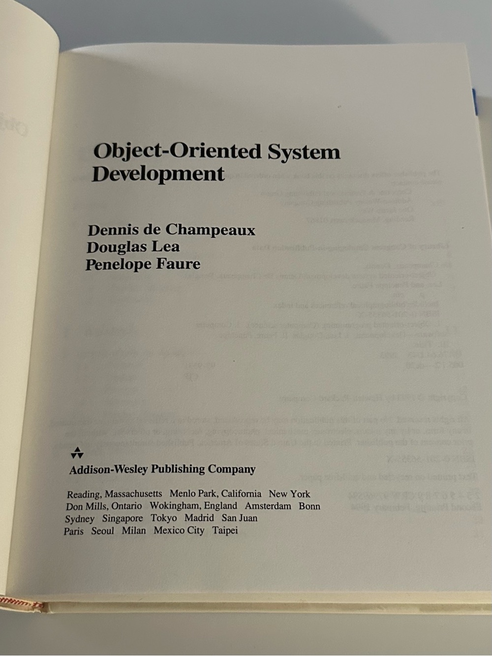 Object Oriented System Development Champeaux Computer Science 1993 Programming - Picture 5 of 7